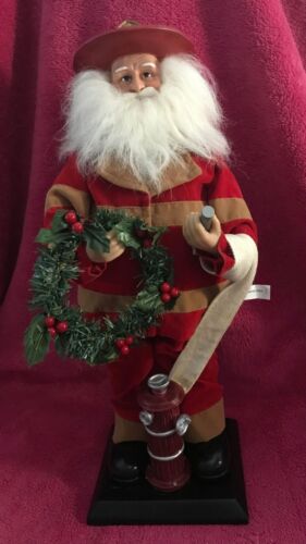 St Nicholas Square 17" Fire Chief Fire Fighter Fireman Santa Hydrant Hose Wreath