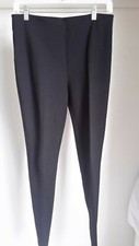 Lands' End Women s 6-8 Black/Blue Rayon Pull-On Elastic Waist Slim Pants EUC