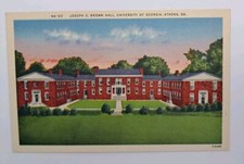 Vtg Athens GA Joseph E Brown Hall University Of Georgia 1940s Linen Postcard