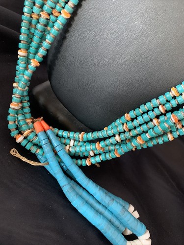 Native Santo Domingo stachelblau türkisfarbene Muschel Jacla 6S 36 Zoll Halskette 13193 - Bild 4 von 12