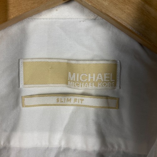 Michael Kors Mens 15.5 Long Sleeve Button Up Shirt White Slim Fit Preppy - Picture 6 of 14