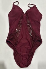 Shade and Shore Women's Crochet Inset One Piece Swimsuit-Bing Cherry XS