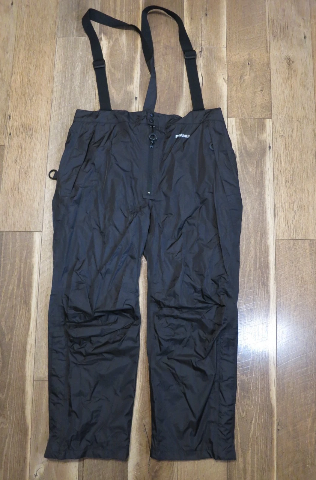 Frabill Men's Black Nylon 3M Mesh Lined Suspender Fishing Rain Stow Pants Sz XXL