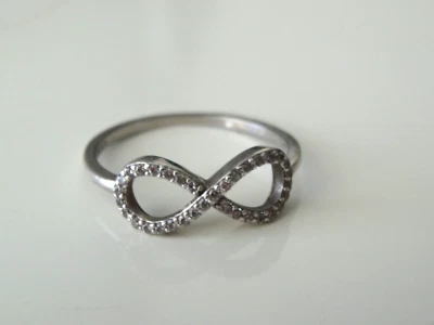 Bague argent poinçonné 925 et Cristaux zircon Pendentif Infini Bijouterie Cléor - Photo 1/4