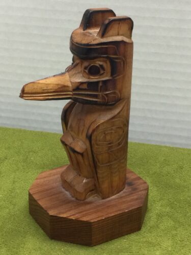 Vintage Hand Carved Wood Thunderbird Spirit Animal Labeled MADE IN ALASKA - Afbeelding 1 van 4