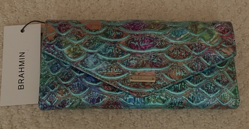 Brahmin VERONICA Trifold Envelope Wallet FRISKY MONTEGO Blue Multi Metallic NWT - Picture 8 of 11