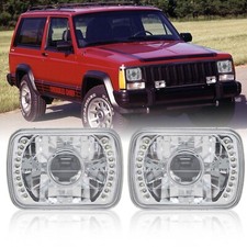 For Jeep Cherokee Xj 1984-2001 Pair 5x7 7x6 Led Headlights Sealed Beam Headlamp