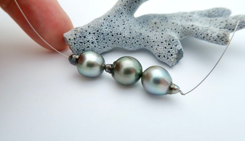 AA+ 3 SUPER COLORFUL RARE RIKITEA MANGAREVA GAMBIER ISLES SILVER COLORFUL PEARLS - Picture 3 of 8