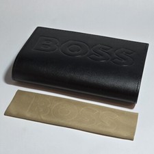 Hugo BOSS Black Leather Soft Snap Storage Pouch Case for Frames/Eyewear