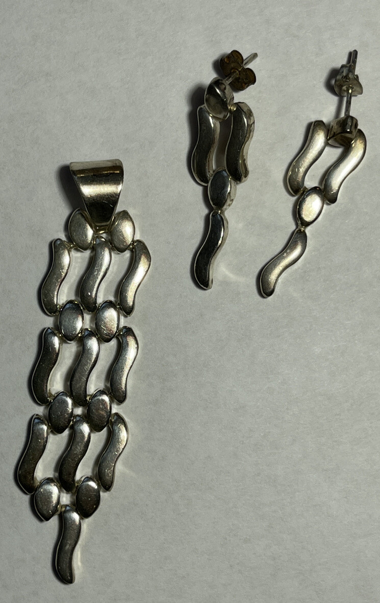 Sterling Silver 925 Dangle Wave Set - image 1