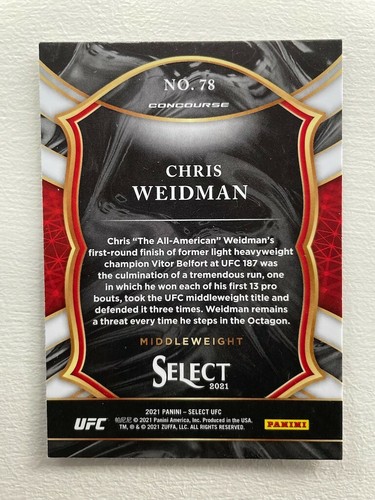 2021 Panini Select UFC Concourse Chris Weidman #78 - Picture 2 of 2