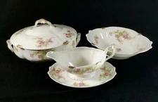 Antique Early 1900s Strawbridge & Clothier 2 Serving Dishes 1 Gravy Boat Limoges