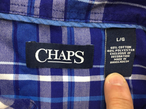 Chaps Ralph Lauren Shirt Men's Large Blue White Plaid Flannel Long Sleeve - Picture 7 of 9