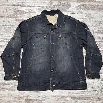 Vintage Sean John Denim Jacket Mens XXL Blue Trucker Button Up Hip Hop 90s Y2K