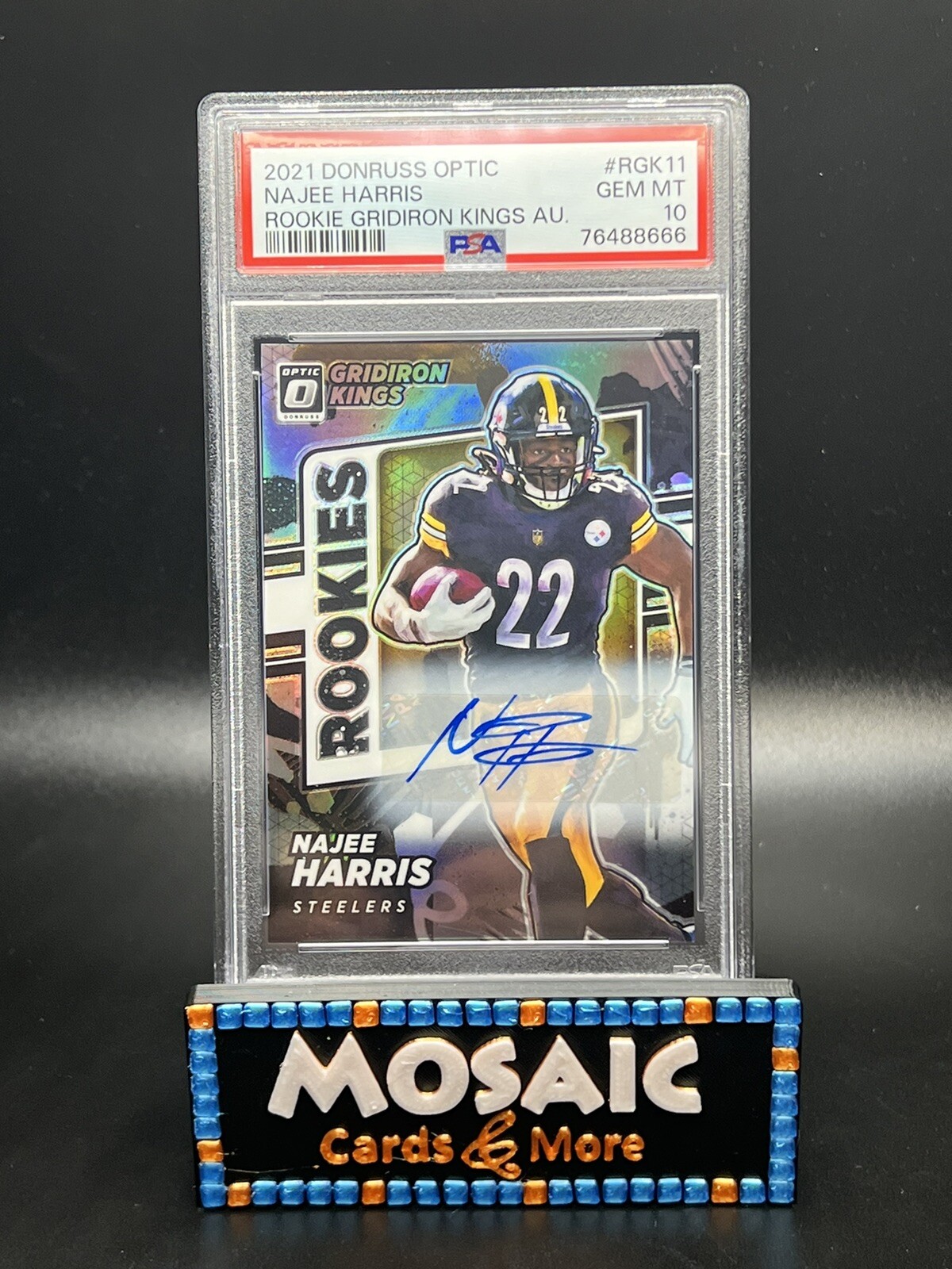 2021 Donruss Optic RC Najee Harris Auto Rookie Gridiron Kings /99 PSA 10 GEM MT