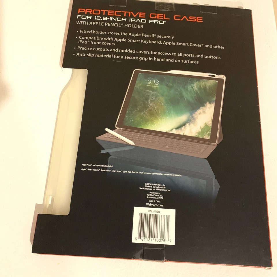 Black Web Protective Gel Case 12.9" IPAD Pro Apple Pencil Holder Tablet Computer - Image 2 of 4