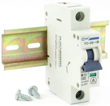 With Din Rail YC-20-1B 20 Amp 1 Pole B Curve 277V Miniature Circuit Breaker
