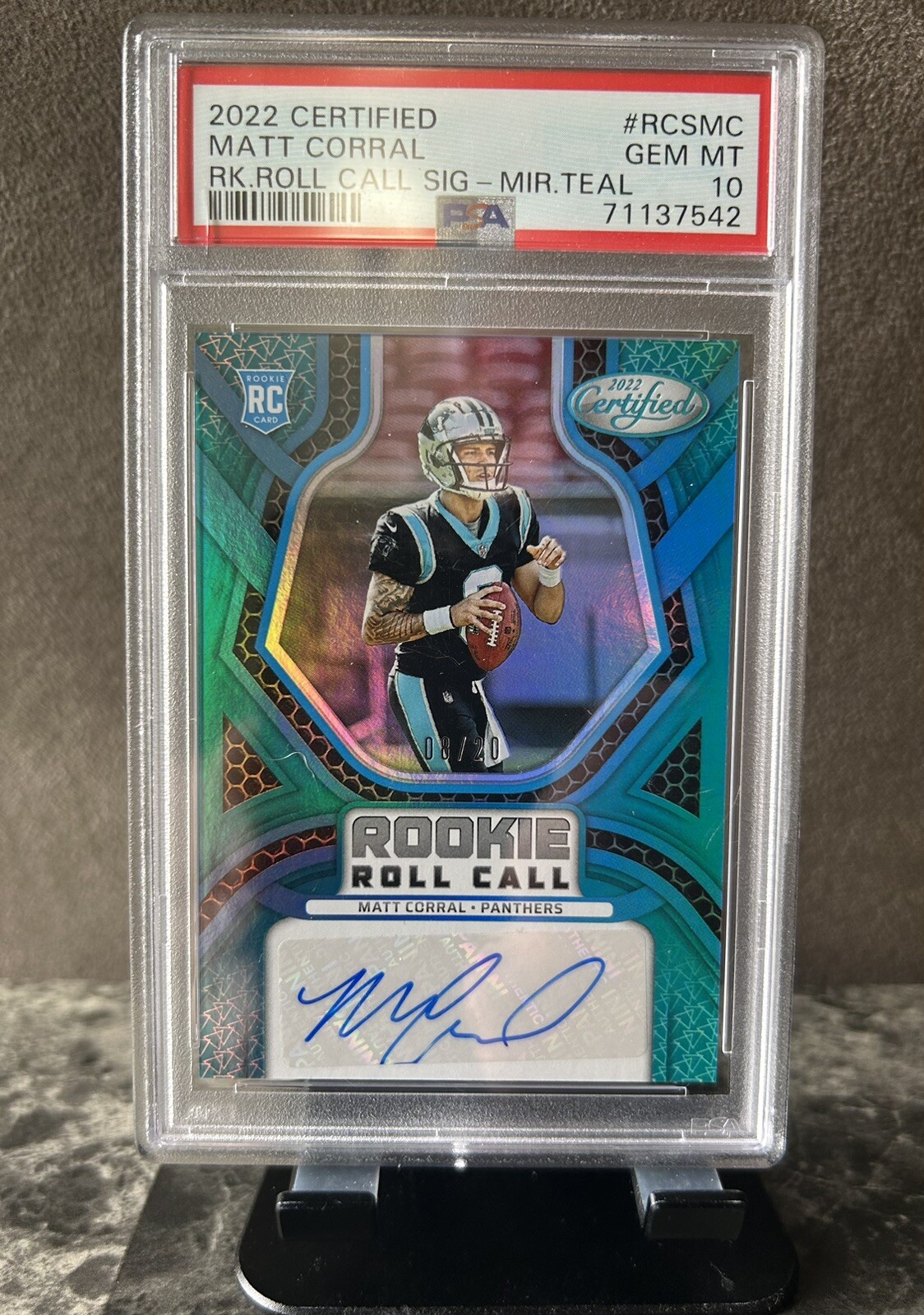 Matt Corral Panini Certified Rookie Roll Call Signatures #RCSMC Mirror Teal