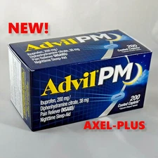 Advil PM Ibuprofen 200mg Pain Reliever Nighttime Sleep Aid 200 Coated Caplets