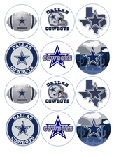 12- Dallas Football edible images, cupcake cookie toppers CHOOSE SIZE pre cut