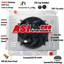 4-ROW Radiator+Shroud Fan+Relay For 1962-1967 Chevy Nova Chevy II 2.5L 3.2L 4.1L