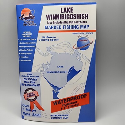 Lake Winnibigoshish Minnesota Fishing Hot Spots Waterproof Tearproof Map 1994