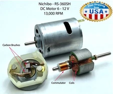 Nichibo - RS-360SH-DC Motor 6~12V 13,000RPM H. Speed Carbon Brush, Toy DIY, NEW!