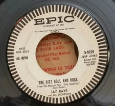 Jay Raye  THE RITZ ROLL AND ROCK (RARE ROCK N ROLL PROMO 45) #9228 PLAYS VG+