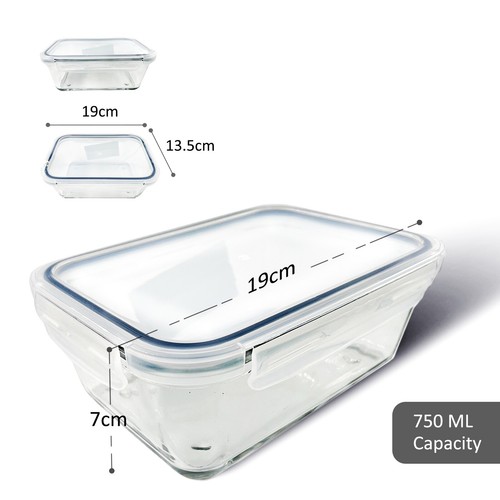 Premium Glass Food Storage Leak Proof Airtight Lids Lunch Meal Bento Container - Picture 7 of 12