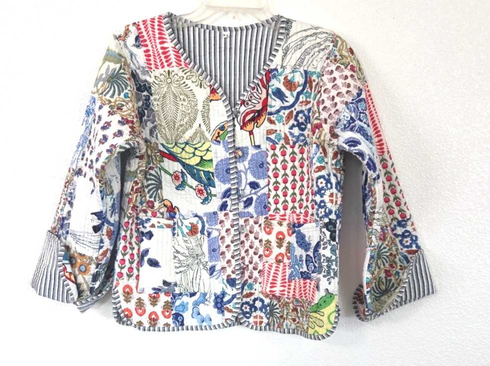 Quilted Patchwork Jacket Floral Cotton Women's Co… - image 1