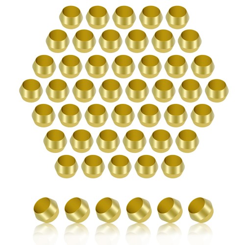 MuHize 50 Pcs Brass Compression Fitting, 1/4" Tube OD Sleeves Ferrules