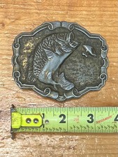 Vintage Betancourt Brass Fish Belt Buckle Made in Mexico Black & Red Cabochons Brass Fish Belt Buckles for sale | eBay main image 4