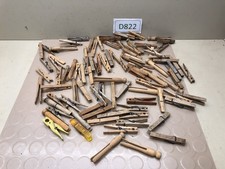 Large Lot Vintage Wooden Clothes Pins Spring Loaded Clip Antique Craft Weathered