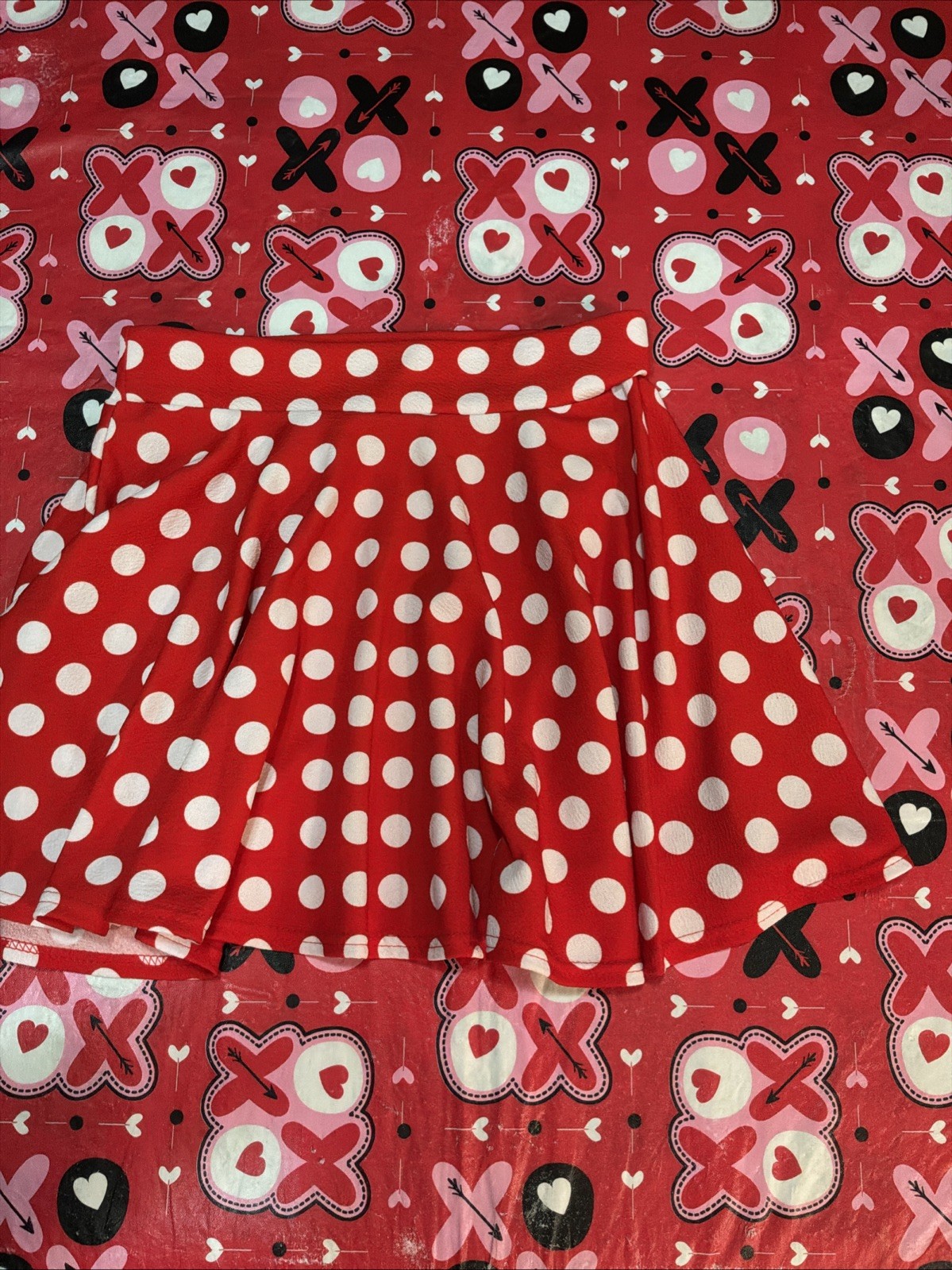 Urban CoCo Women's Red Polkadot Stretchy Flared Mini Skater Skirt M Rockabilly