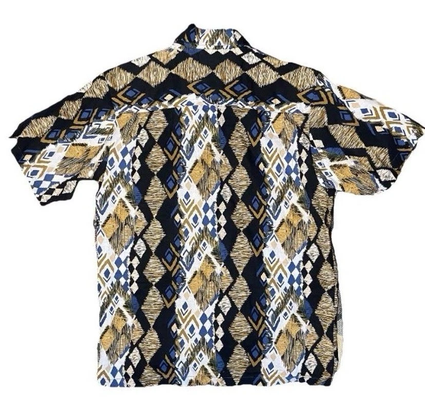 Camisa Y2K Stacy Adams Estampado Tribal | XL Azteca Y2K Para Hombre’s Ropa de Calle con Botones Foto 3 de 4