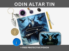 Odin Altar Tin Portable Norse Pagan Shrine Crystals Pendulum Ritual