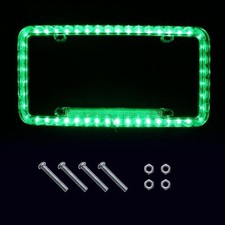 12 V 54 LED Color Light License Plate Frame Acrylic Plastic Licen Color: Green