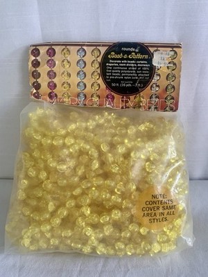 Vtg Bead A Pattern Room Divider Strands 50ft (16 Yds-2ft) Yellow