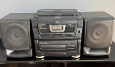 VTG JVC Dual Cassette Tape CD AM FM Portable Component System PC-X106BK WORKS