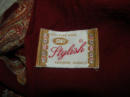 Vintage Shawl 100% Kashmiri Wool Red SWI 78”X41” Reversible Excellent Condition - Picture 9 of 14