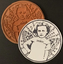 Rubber Stamp XL Junk Journal Artsy Girl Wings Compass Rose Seeker Cling