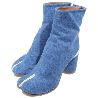 Maison Margiela TABI ANKLE BOOTS Denim Indigo Women's S58WU0159 Auth
