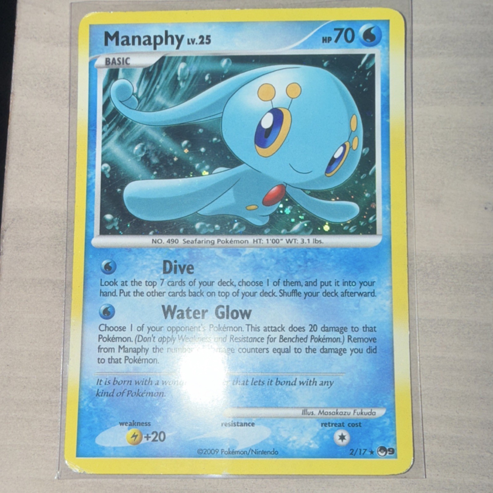 Manaphy 002/017 POP Series 9 Holo Rare Basic HP 70 2009 Pokémon TCG