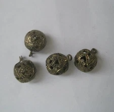 Buttons From A Vintage Tibetan Buddhist Jacket With Round Filigree Metal Shank  