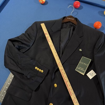 Ralph Lauren Total Comfort Sport Coat Mens 48 Long Navy Blazer Jacket Wool - New