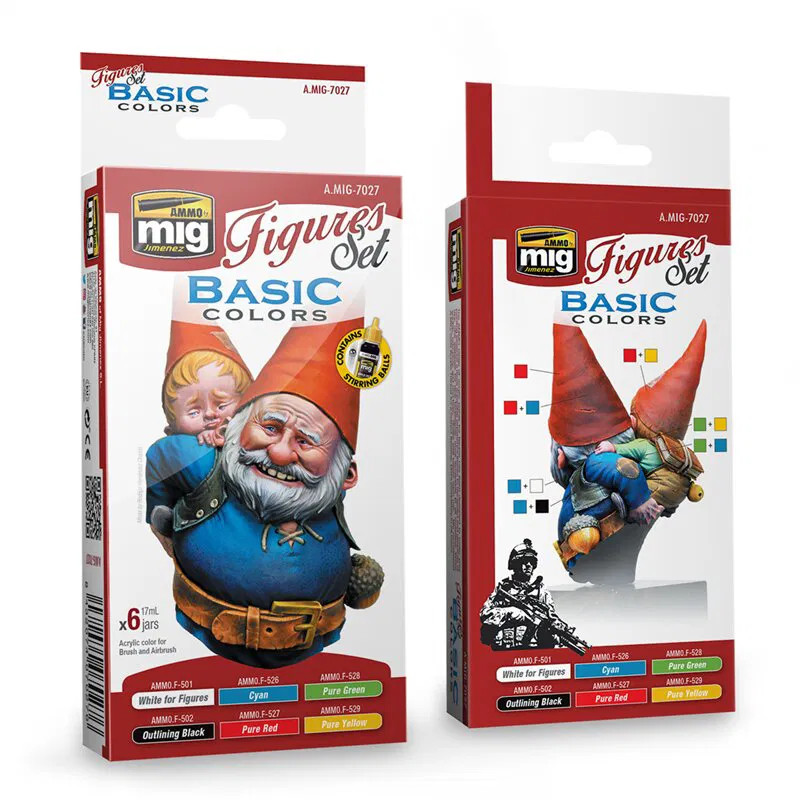 Ammo MIG 7027 - Acrylic Paint Set (6x 17ml) - Basic Colors For Figures