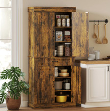 Tall Kitchen Cupboard Freestanding Rustic Storage Pantry Cabinet Larder Unit NEW
