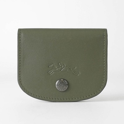 SALE LONGCHAMP Card Case Holder EPURE Embossed Horse Motif Leather FIR NEW