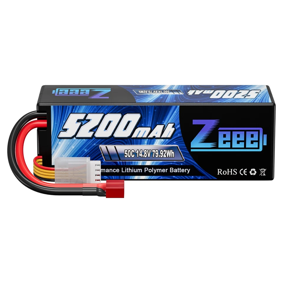 ZEEE Zee 14.8V 4S Lipo Batería T Enchufe 5200mAh 50C para RC Coche Buggy Avión