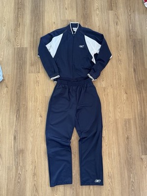 Vintage Reebok Lined Warm Up Tracksuit Size M In Navy Blue